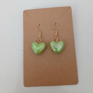 Fashion Jewelry Lime Heart Earrings